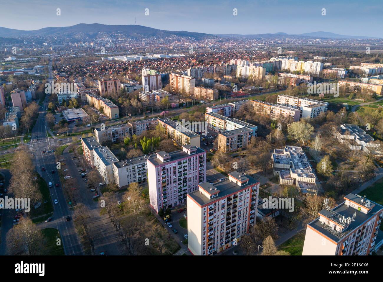 block houses in pecs hungary Stock Photo Alamy