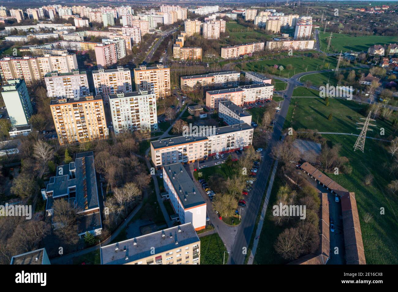 block houses in pecs hungary Stock Photo Alamy