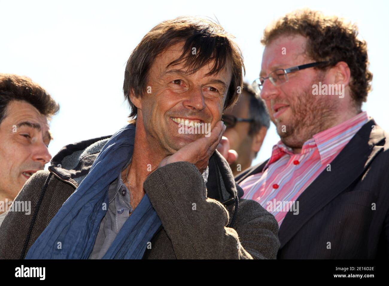 French television presenter, green activist and candidate declared for presidential election Nicolas Hulot is pictured during a visit at the slag heaps of 11/19 in Loos-en-Gohelle, near Lens, northern France, on May 4, 2011. Loos-en-Gohelle's slag heaps, in the former mining area of Pas-de-Calais, is the highest in Europe. Photo by Sylvain Lefevre/ABACAPRESS.COM Stock Photo