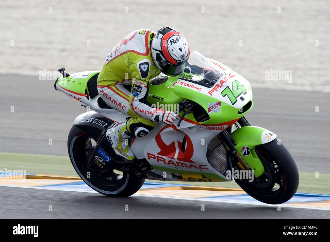 France's MotoGP rider Randy De Puniet from Ducati Pramac during qualifying  of MotoGP Grand Prix of France in Le Mans, France on May 14, 2011. Photo  Malkon/ABACAPRESS.COM Stock Photo - Alamy