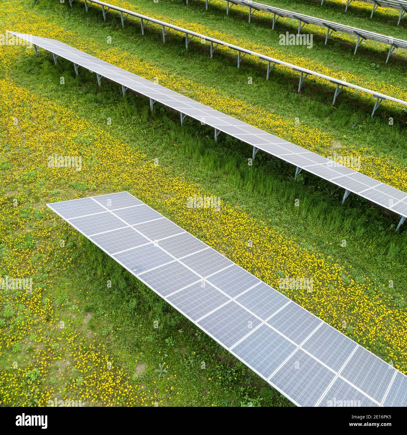 Aerial View To Solar Power Plant Stock Photo Alamy