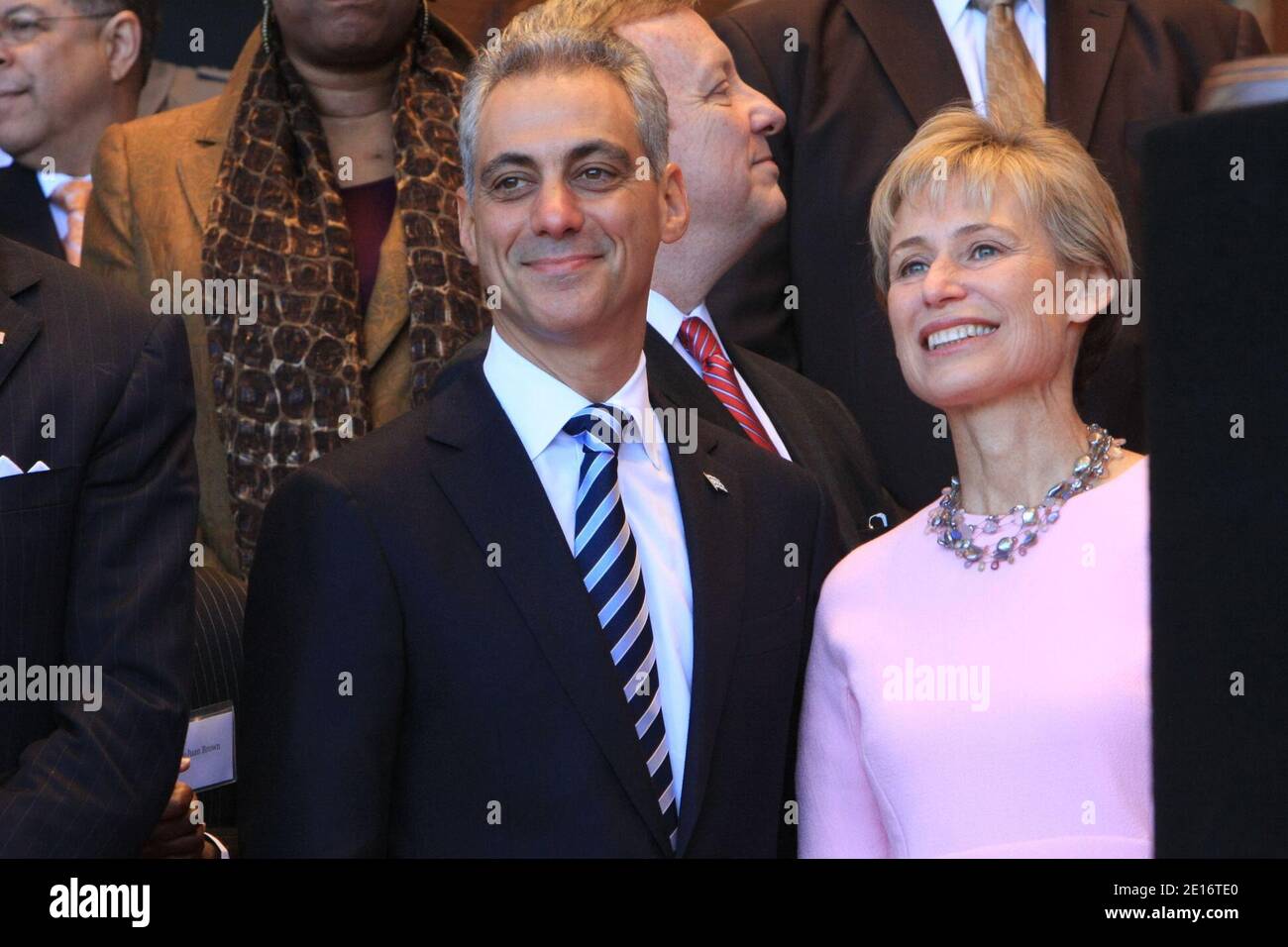 Mayor-elect Rahm Emanuel and his wife Amy Rule Emanuel, during the swearing-in ceremony at Millenium Park in Chicago, Illinois on May 16, 2011. Photo by Alexandra Buxbaum/ABACAPRESS.COM Stock Photo
