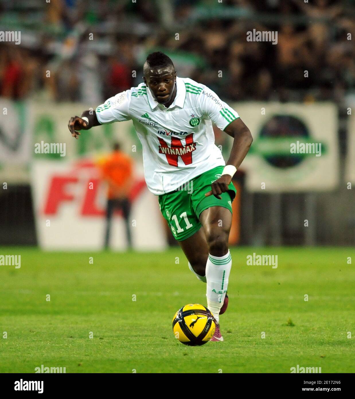 St Etienne's player Boukary Sako during the French First League soccer  match, FC Sochaux vs AS Saint-Etienne at Bonal stadium in Sochaux, France  on May 21, 2011. Sochaux won 2-1. Photo by