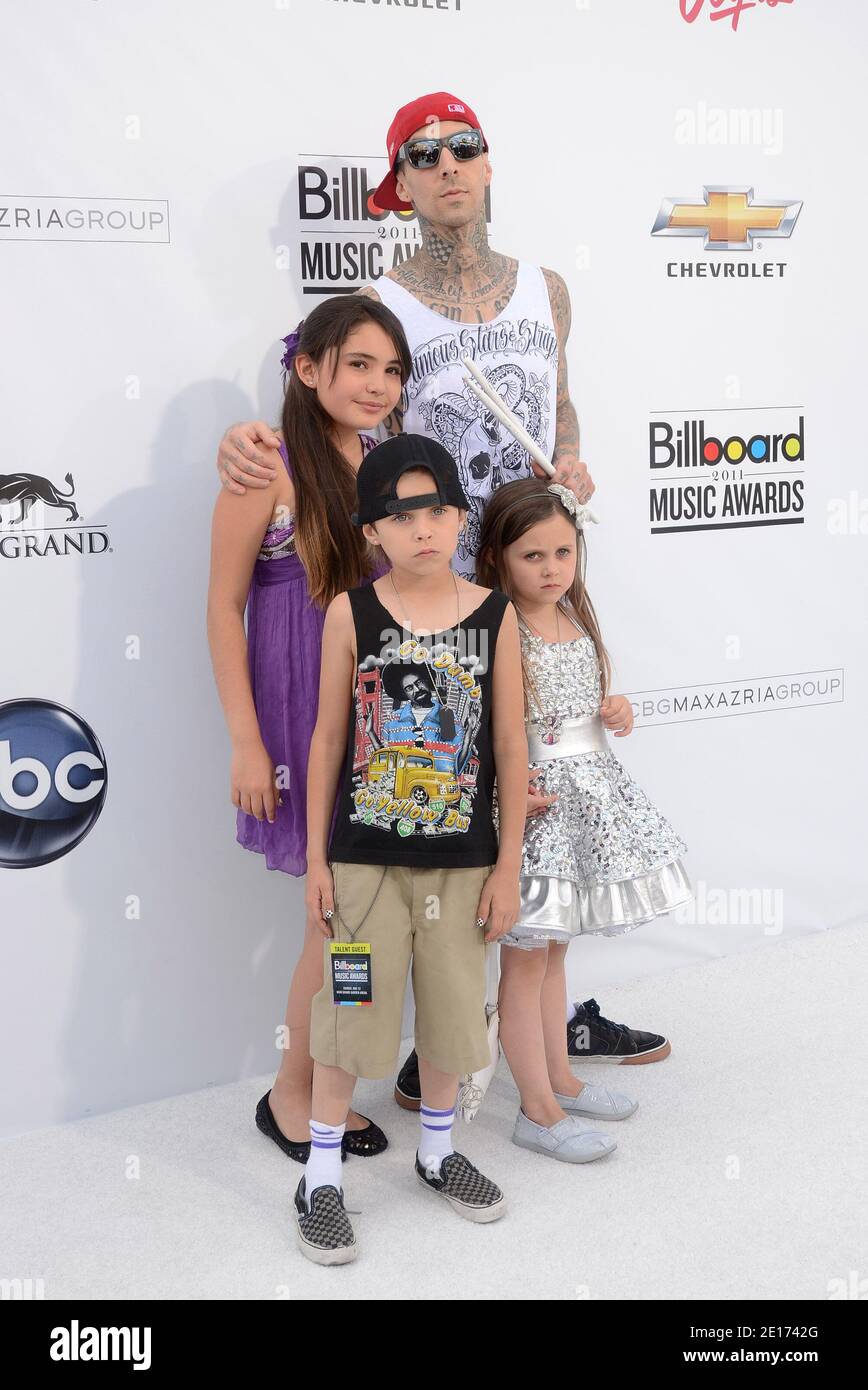 Travis Barker, Atiana de la Hoya, Landon Barker and Alabama Barker arriving  for the 2011 Billboard Music Awards held at the MGM Grand Garden Arena in  Las Vegas, California on May 22,