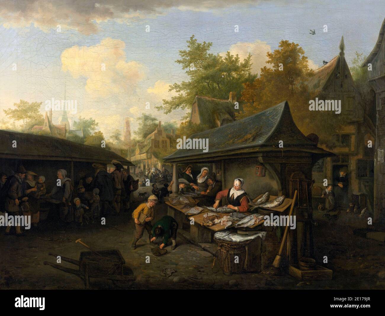 Fish Market - Cornelis Dusart, 1683 Stock Photo