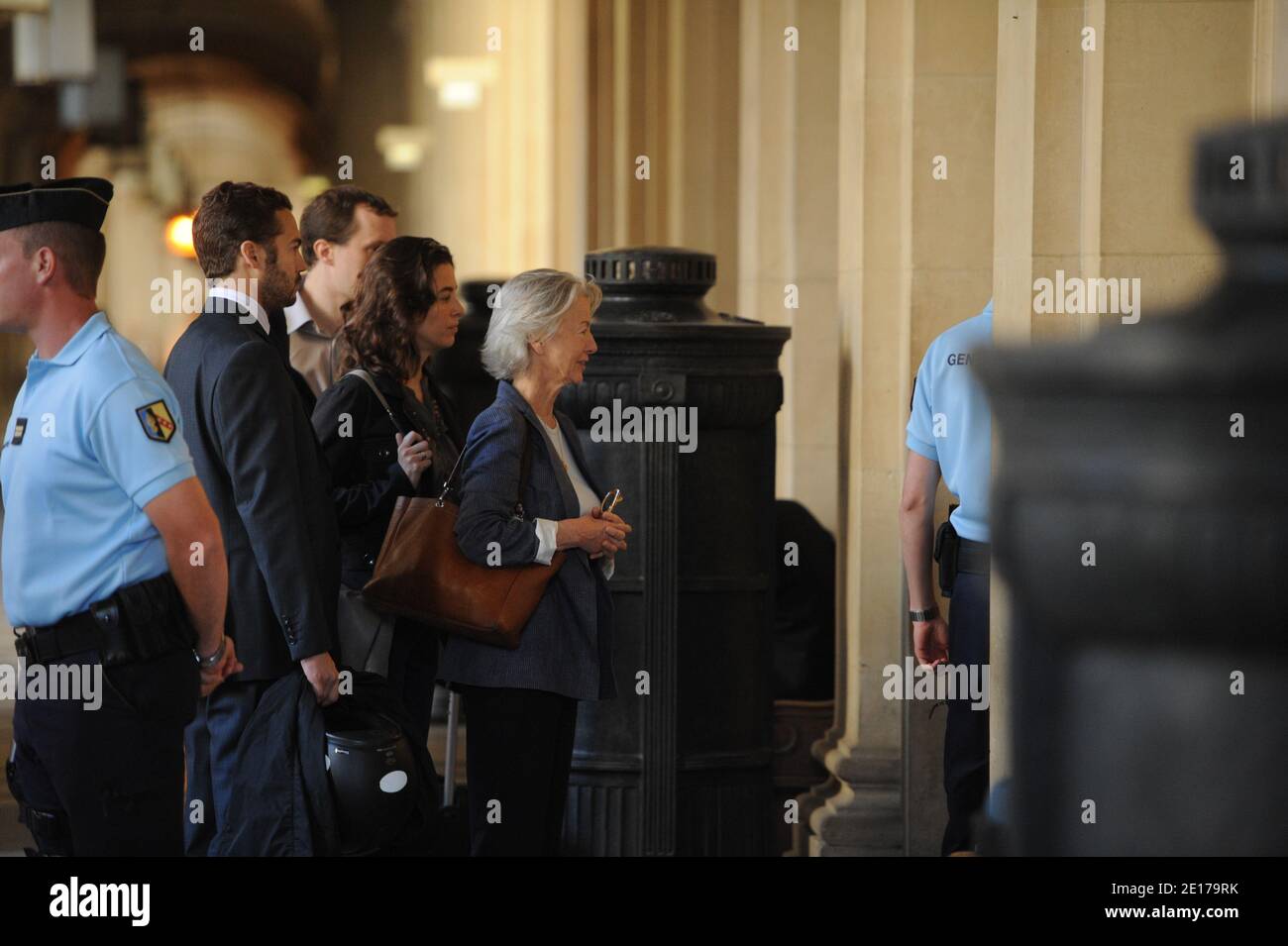 The widow of Claude Erignac, Dominique Erignac arrives with her children Charles-Antoine Erignac and Marie-Christophine Erignac at Paris court hall in Paris, France on May 30, 2011 during Yvan Colonna's appeal trial for the murder in 1998 of Claude Erignac, France's top state official on the Mediterranean island of Corsica. Photo by Mousse/ABACAPRESS.COM Stock Photo