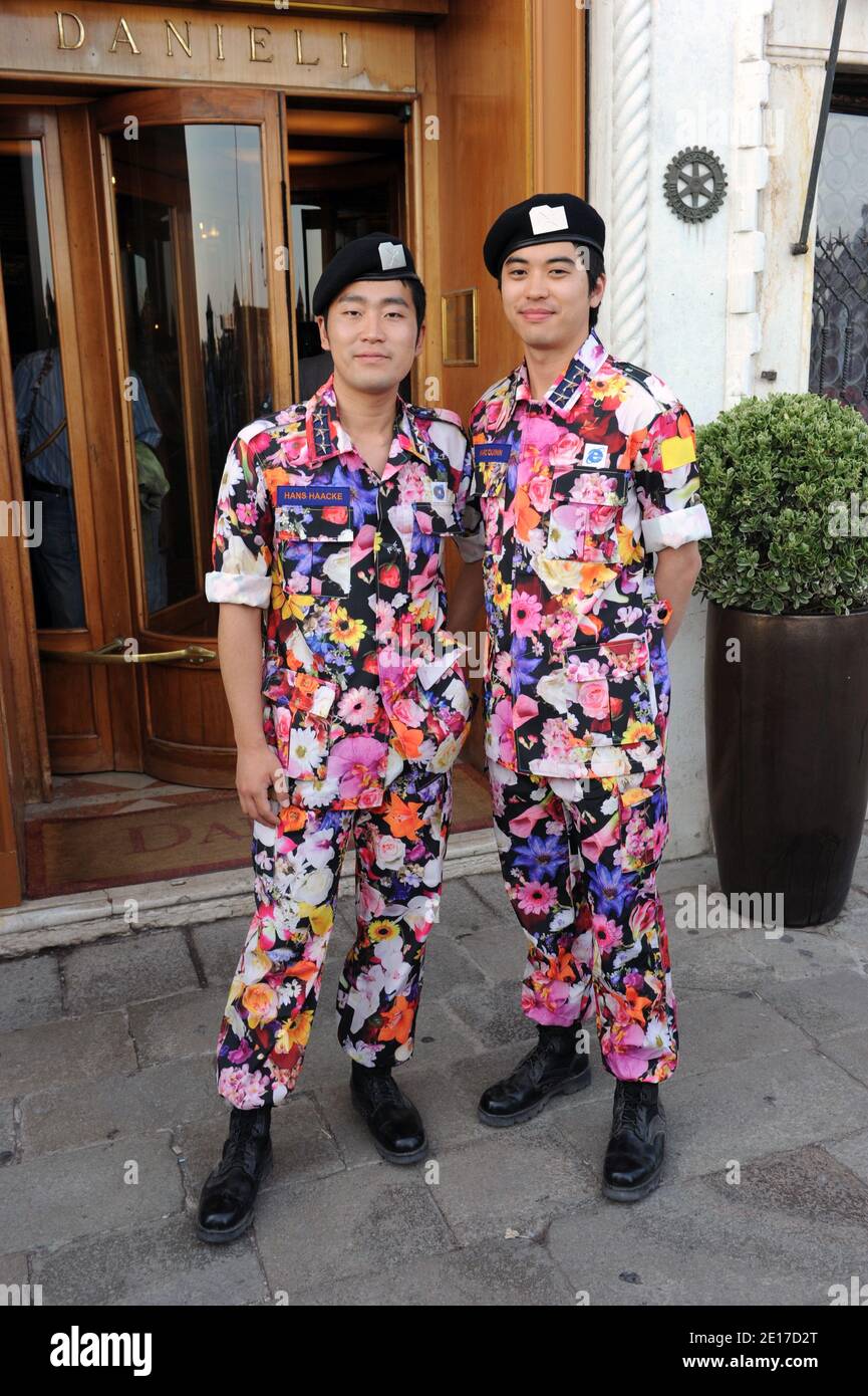 Two 'flower soldiers', part of an installation of the artist Lee Yong Baek shown 'off' the 54th Biennale in Venice, Italy, on June 2, 2011. Photo by Ammar Abd Rabbo/ABACAPRESS.COM Stock Photo