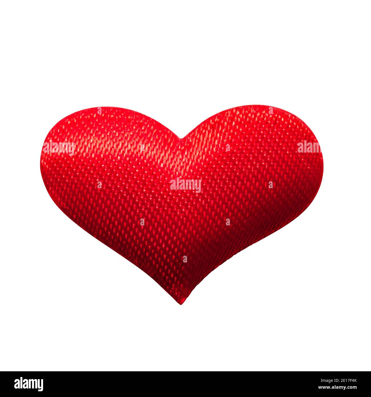 Red textile heart isolated on white background Stock Photo - Alamy
