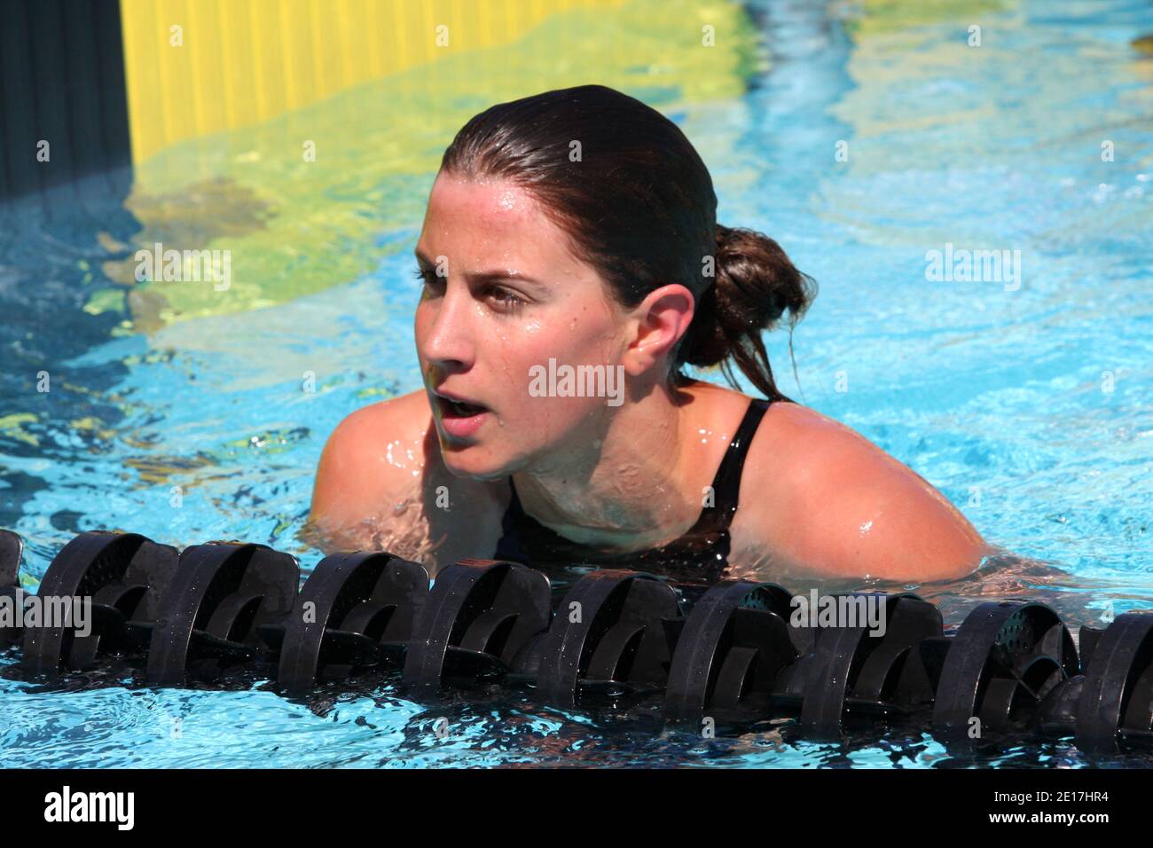 Charlotte Bonnet, French swimmer, during the Swimming Heroes Challenge that  was launched on Febuary 24th during the Olympic Meeting Swimming of  Courbevoie. The aim is that a combine participation during one month