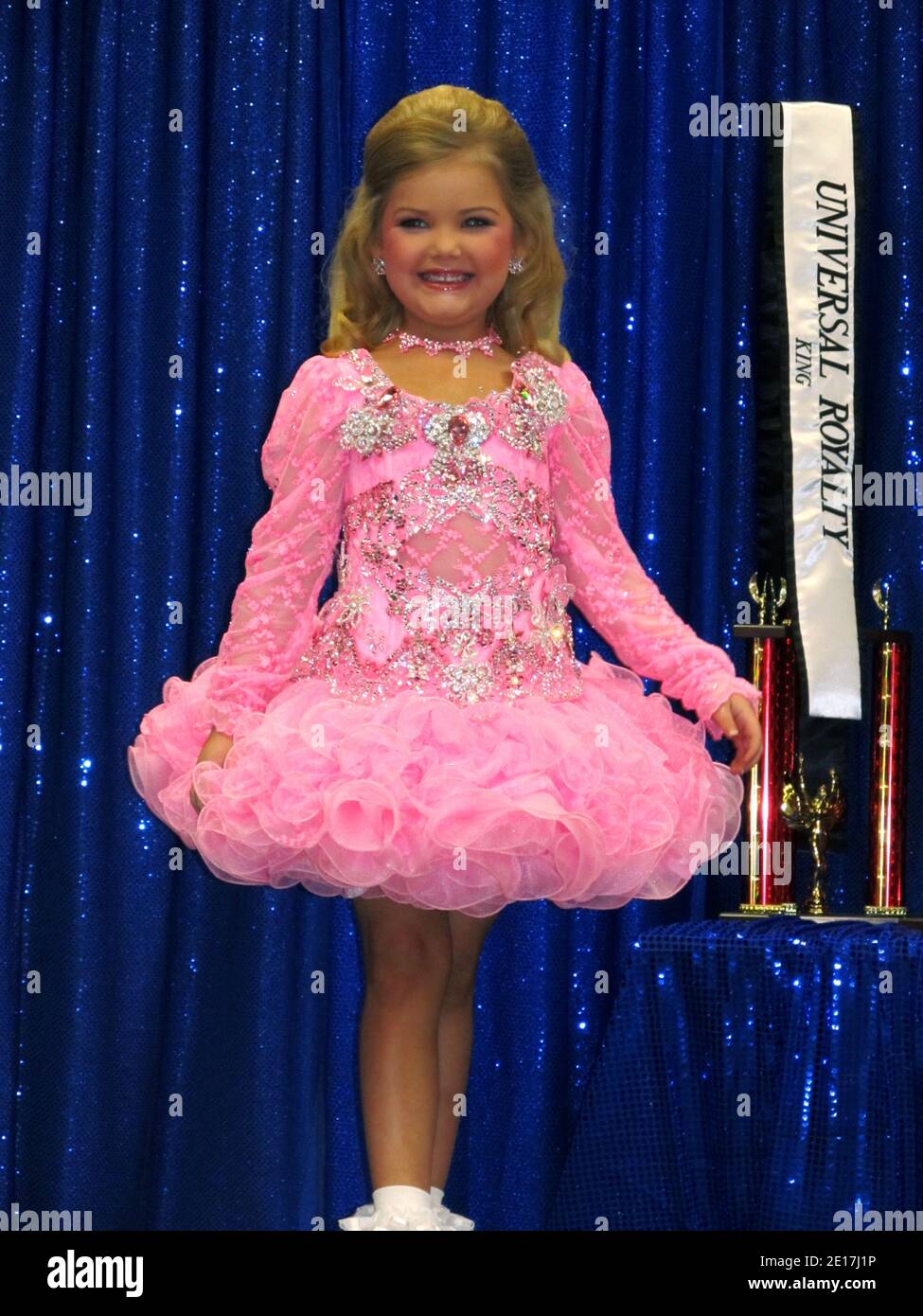 Pageant contestant Eden poses on stage during the Universal Royalty