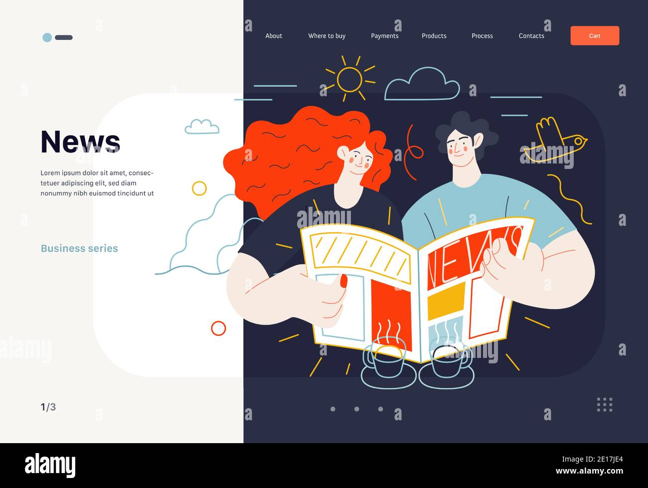 Couple reading newspaper Stock Vector Images - Alamy