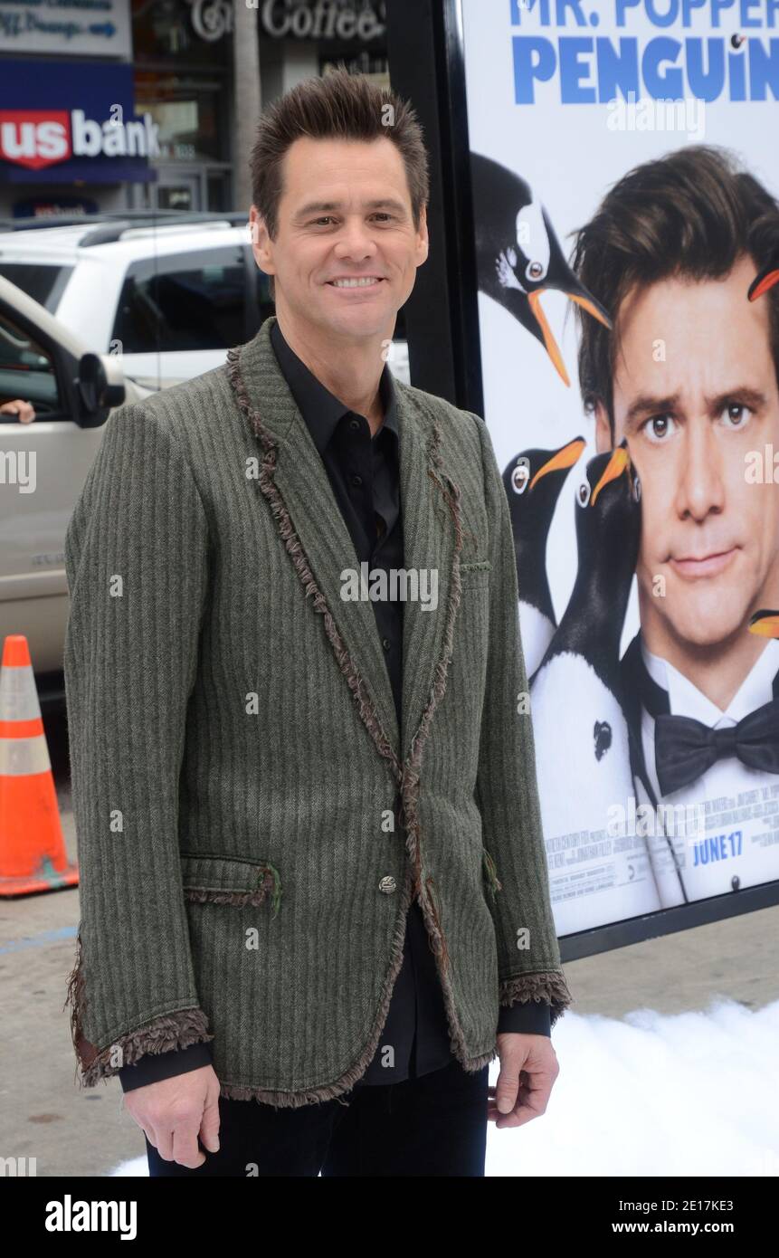 Jim Carrey arriving for the premiere of 20th Century Fox's 'Mr. Popper's Penguins' held at Grauman's Chinese Theatre in Los Angeles, California on June 12, 2011. Photo by Tonya Wise/ABACAPRESS.COM Stock Photo