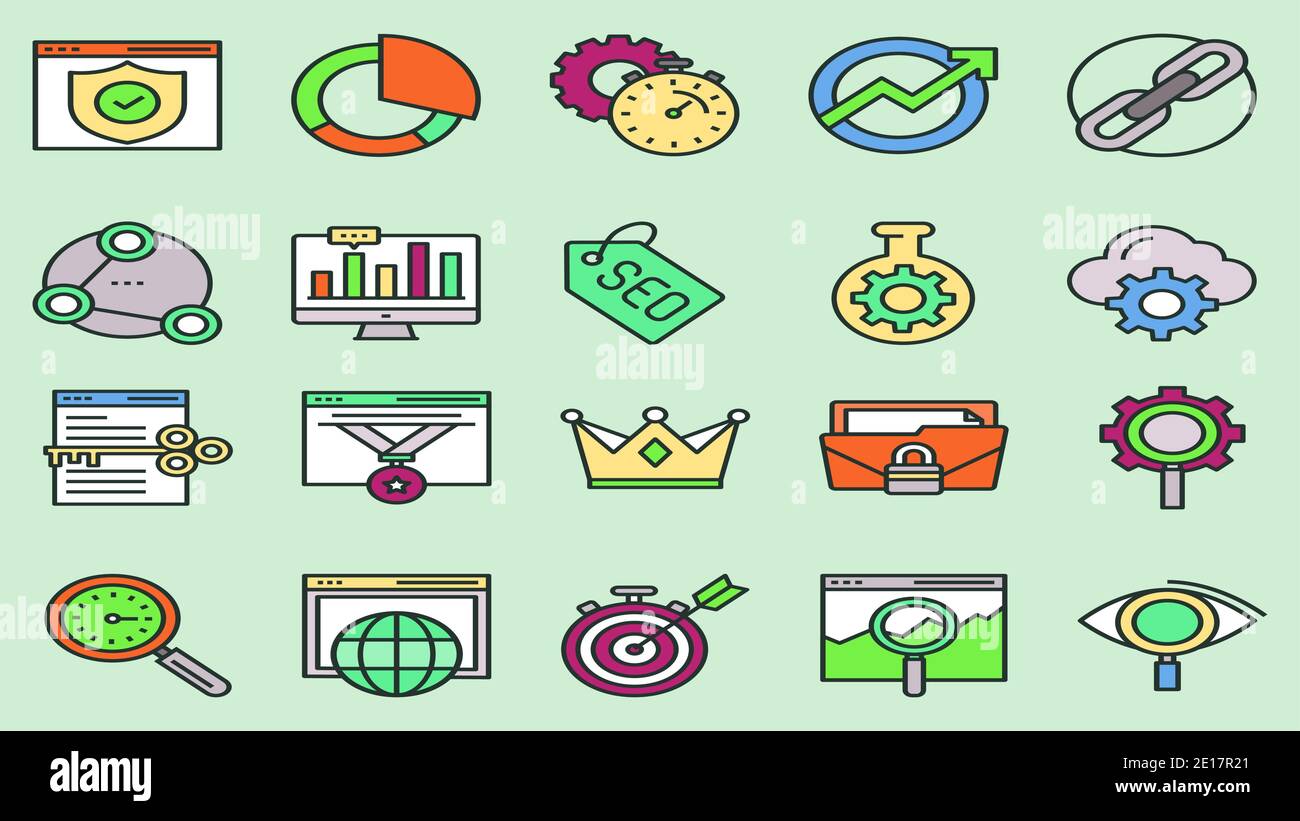 business icon set for marketing Stock Vector