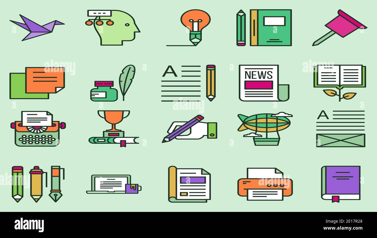 business icon set for marketing Stock Vector
