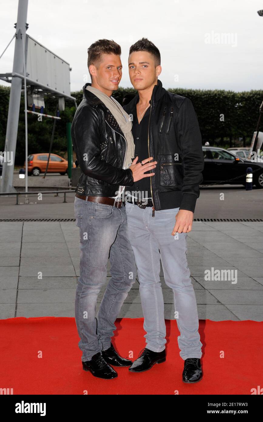 Benoit Dubois and his boyfriend William arrive at 'Love is Love' TV clip launching party at the 'Palais Maillot' in Paris, France on June 19, 2011. Photo by Alban Wyters/ABACAPRESS.COM Stock Photo