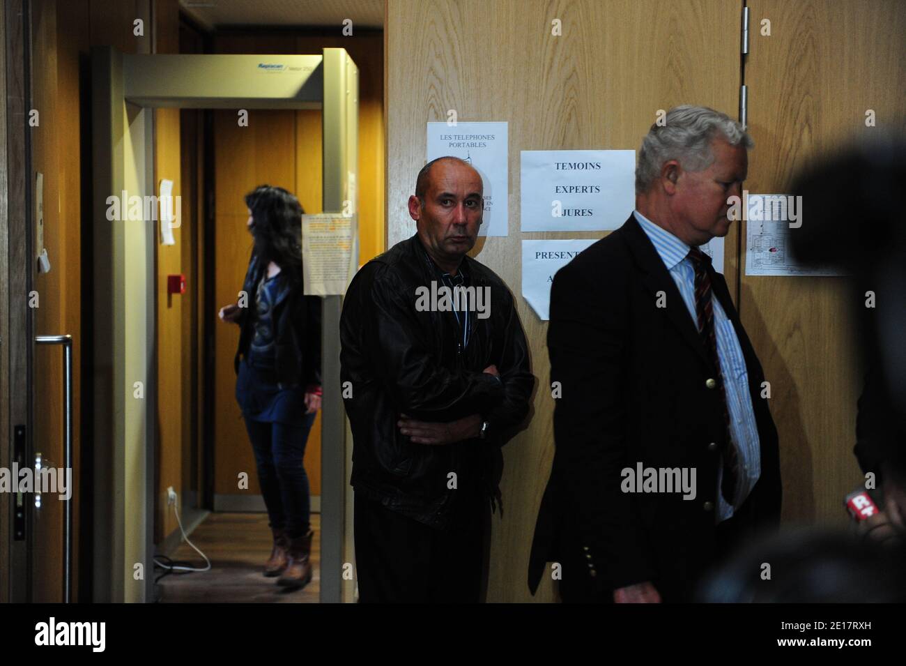 Loic Secher, un ancien ouvrier agricole de Loire-Atlantique photographie au Palais de Justice de Paris, France le 20 juin 2011 ou il va etre rejuge devant la Cour d'assise d'appel de Paris apres l'annulation de sa condamnation par la Cour de revision. Ce nouveau proces, a la fin duquel il attend d'etre definitivement blanchi, est prevu jusqu'au 24 juin prochain. Photo Mousse/ABACAPRESS.COM Stock Photo