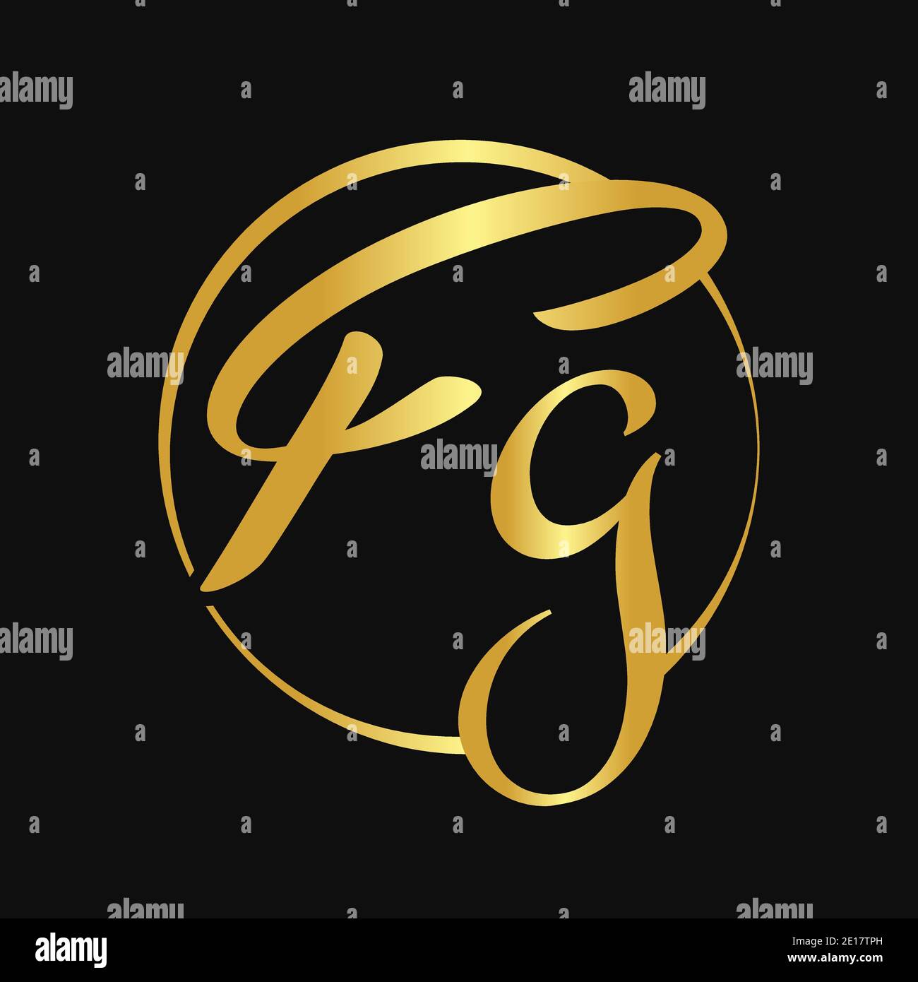 Initial FG Script Letter Type Logo Design With Modern Typography Vector ...