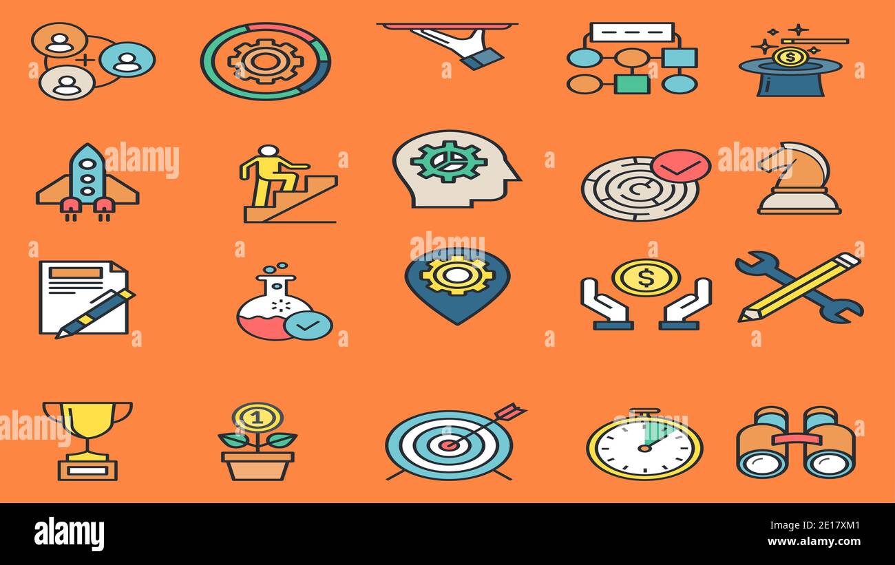 business icon set for marketing Stock Vector