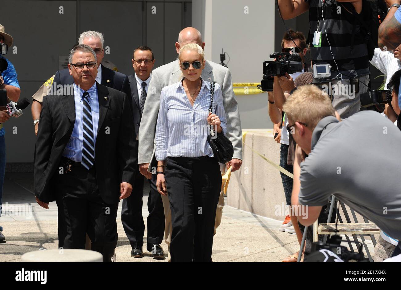 US Actress Lindsay Lohan leaves the building after a probation hearing at Airport Branch Courthouse on June 23, 2011 in Los Angeles, CA, USA. Lohan was called into court after testing positive for alcohol in a recent test. But Judge Stephanie Sautner determined that an earlier order from a different judge requiring her to be tested for alcohol had already expired -- so there is no requirement that she abstain from drinking. Sauter ordered Lohan to stop having parties while she is on house arrest for a probation violation. Photo by Lionel Hahn/ABACAPRESS.COM Stock Photo