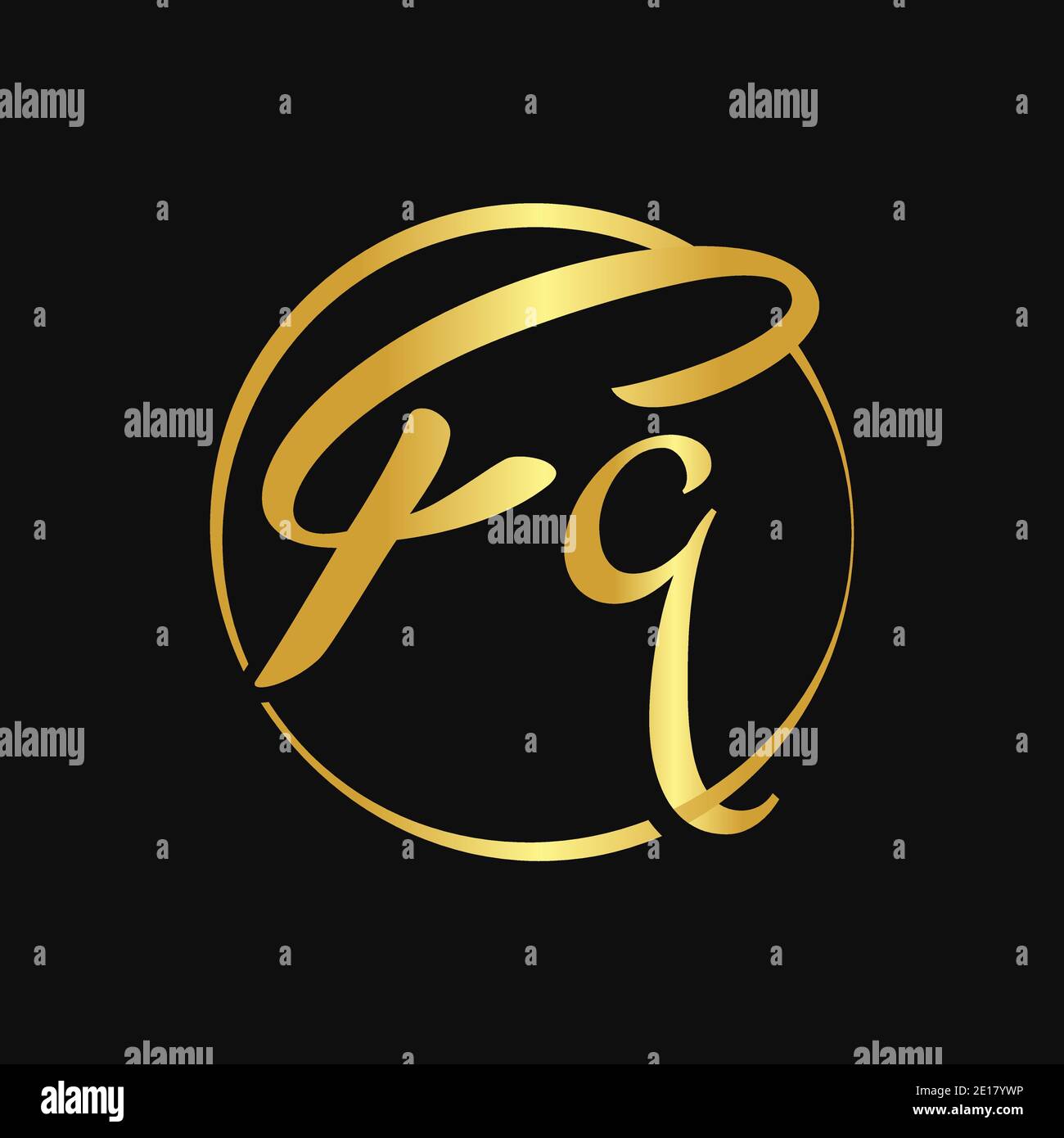 Initial FQ Script Letter Type Logo Design With Modern Typography Vector ...