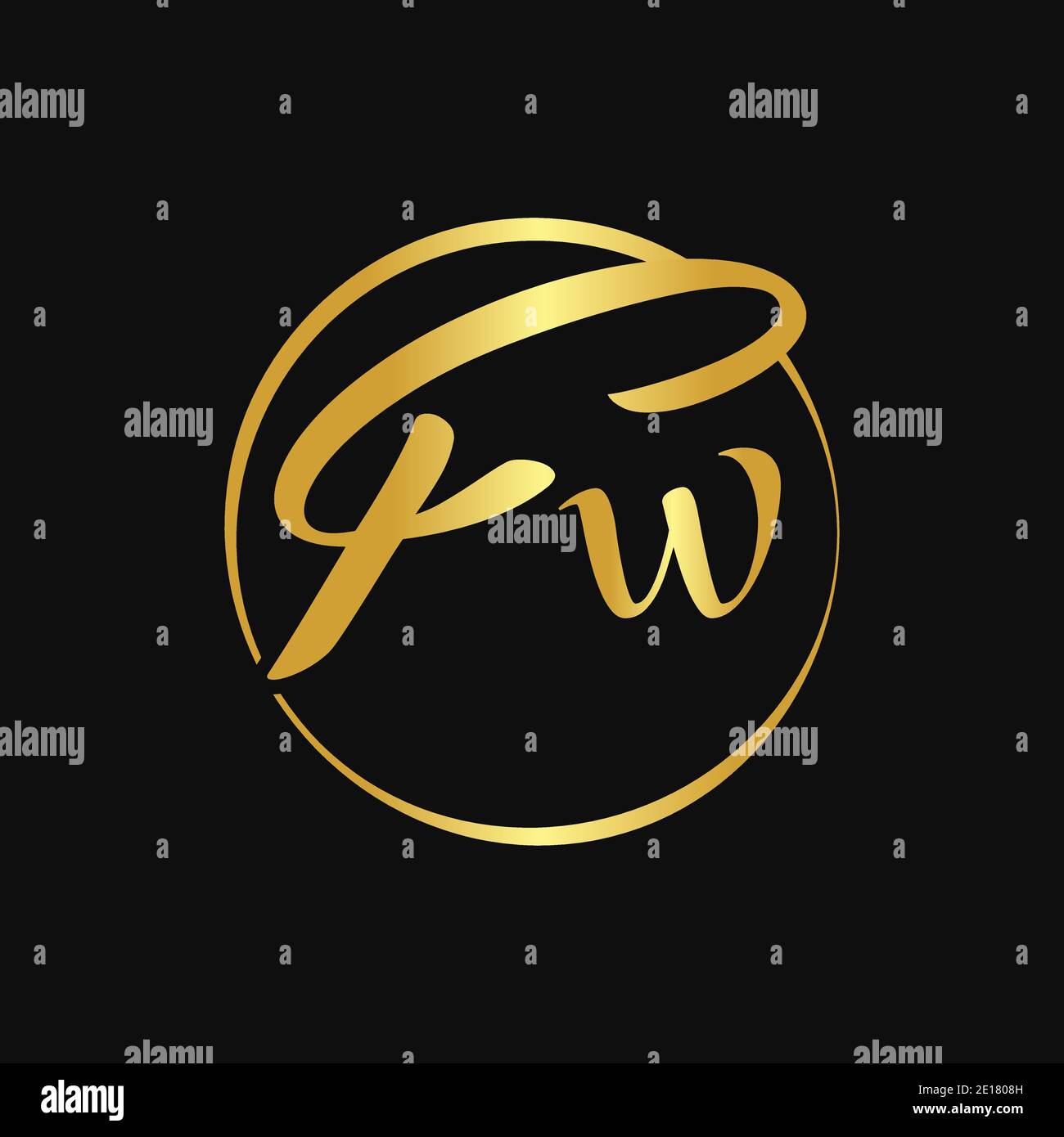 Initial FW Script Letter Type Logo Design With Modern Typography Vector ...