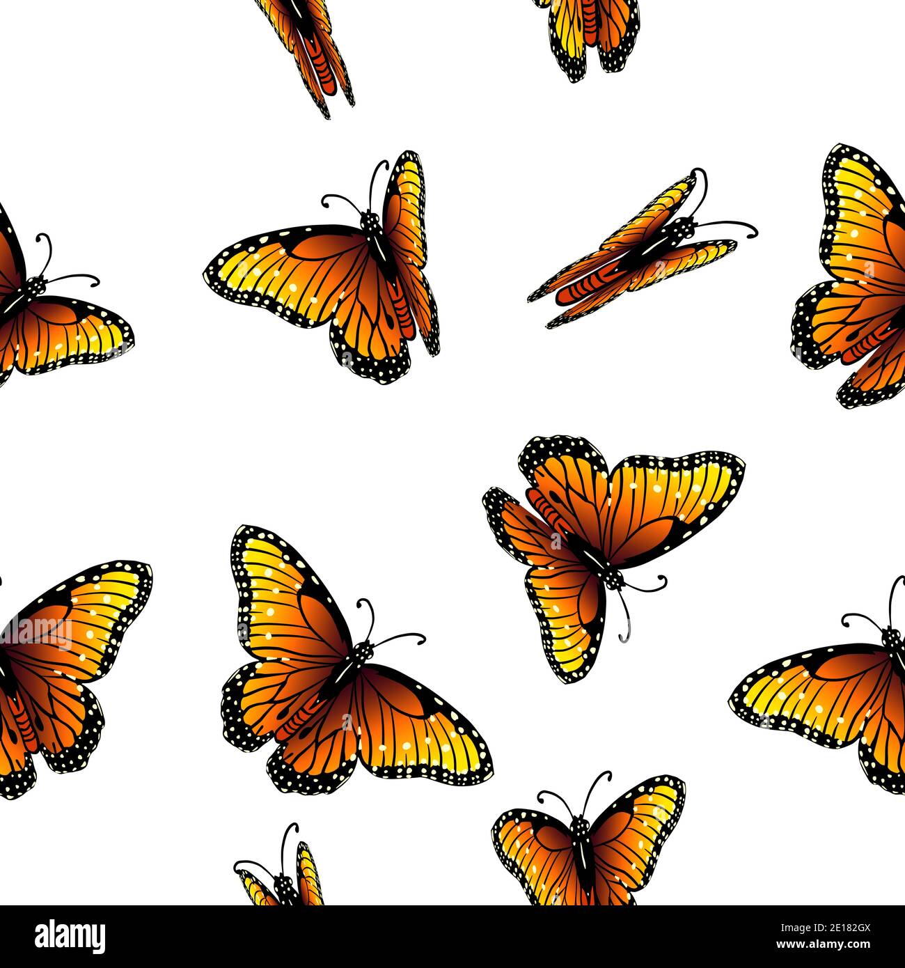 A seamless background with orange butterflies. Vector illustration ...