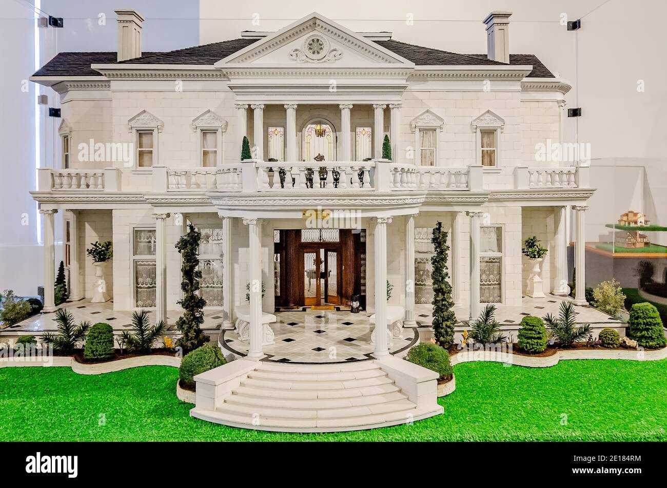 “Jessica and Katlin’s House,” part of the Aaron and Sarah Friedman Miniature Gallery, is displayed at the History Museum of Mobile in Mobile, Alabama. Stock Photo
