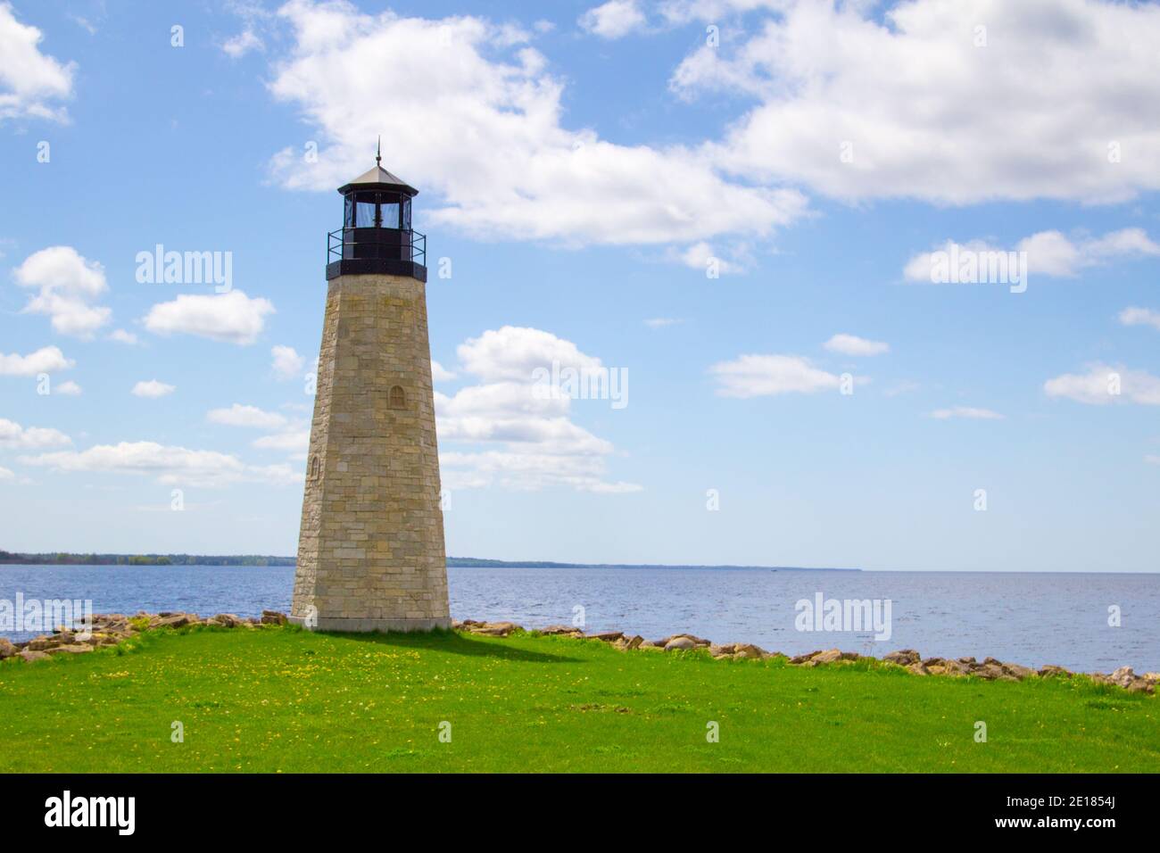 Lake Michigan Lighthouse. Lighthouse on the coast of Lake Michigan in Gladstone, Michigan. Stock Photo