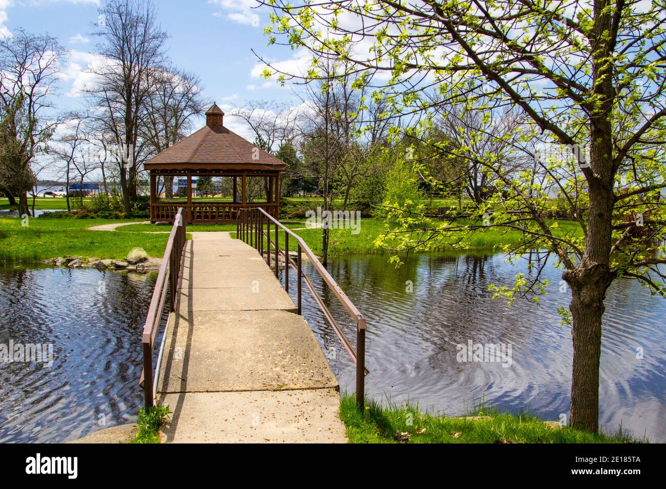 Van Cleve Park on the shore of Lake Michigan in the Upper Peninsula town of Gladstone, Michigan. Stock Photo