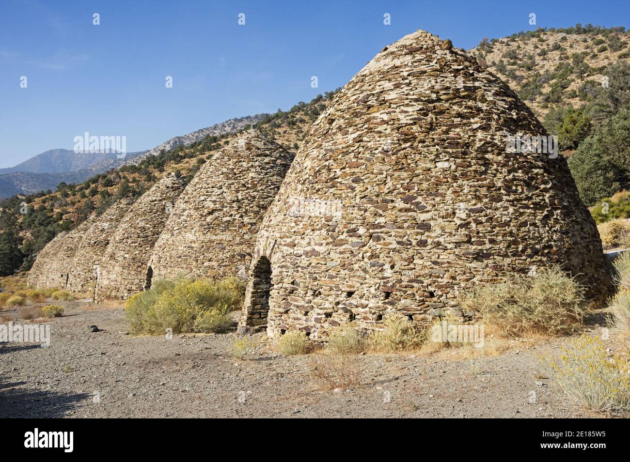 Wildrose charcoal kilns from 1877 in Death Valley National Park Stock