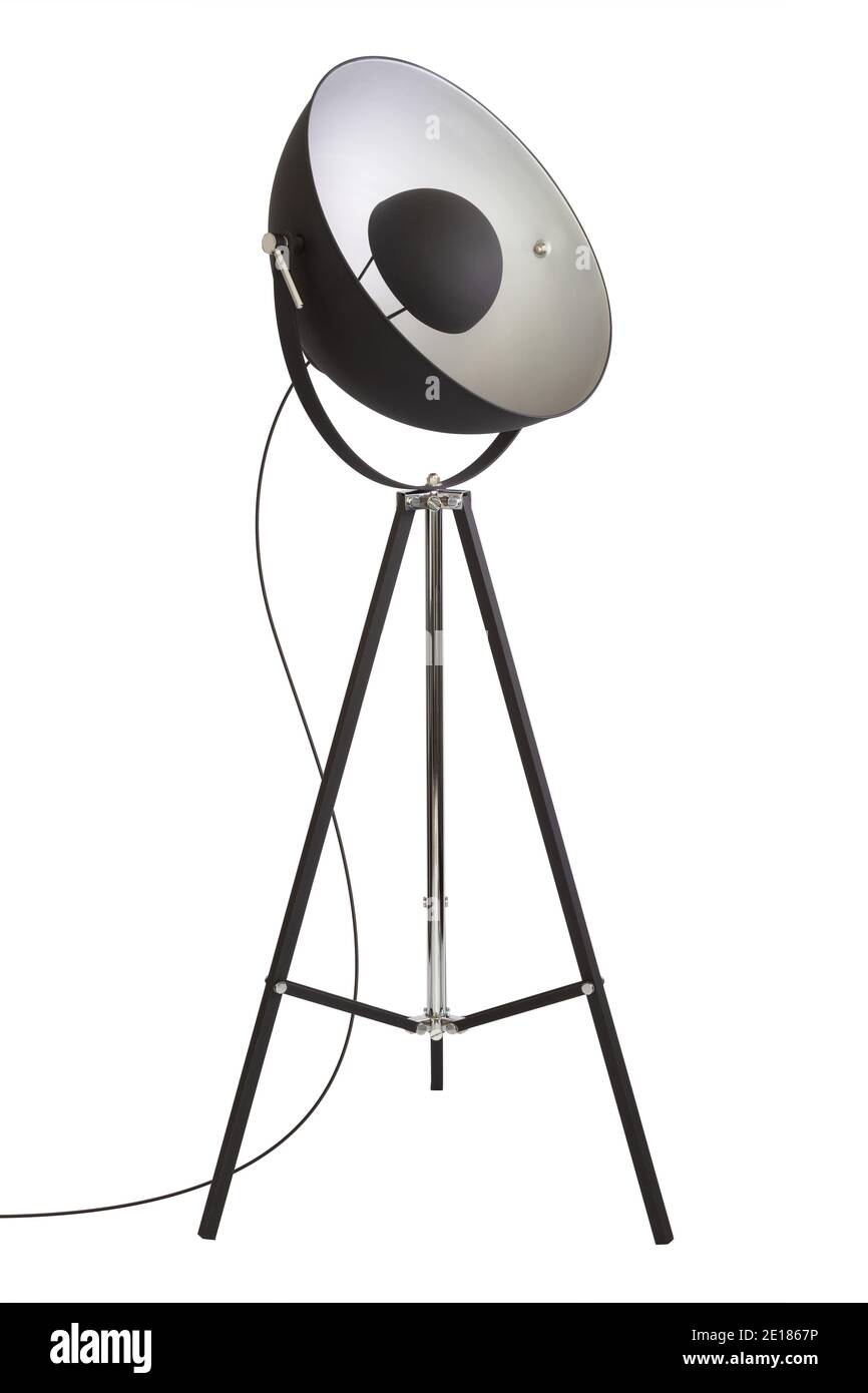 Modern floor lamp isolated on white background. Full depth of field with clipping path. Stock Photo