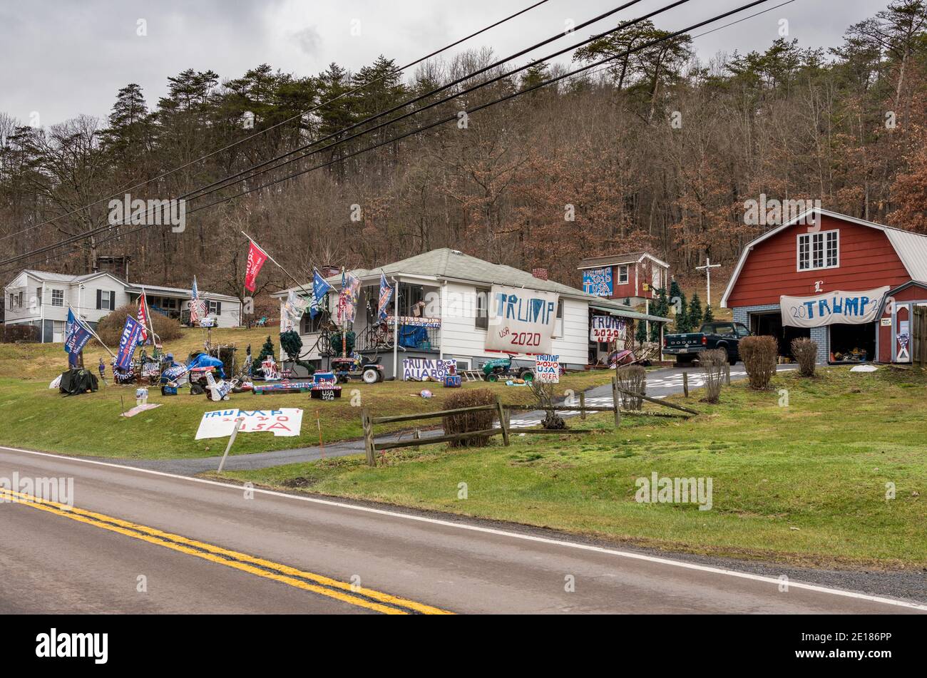 Cumberland, MD - 4 January 2020: Home of a strong supporter of President Trump in the 2020 presidential election Stock Photo