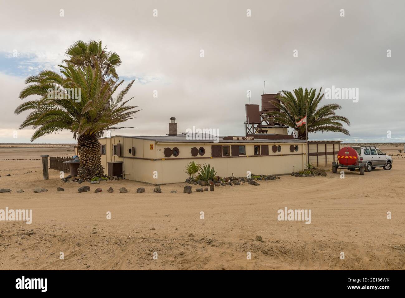 House in the holiday complex Wlotzkasbaken in the north of Swakopmund, Namibia Stock Photo