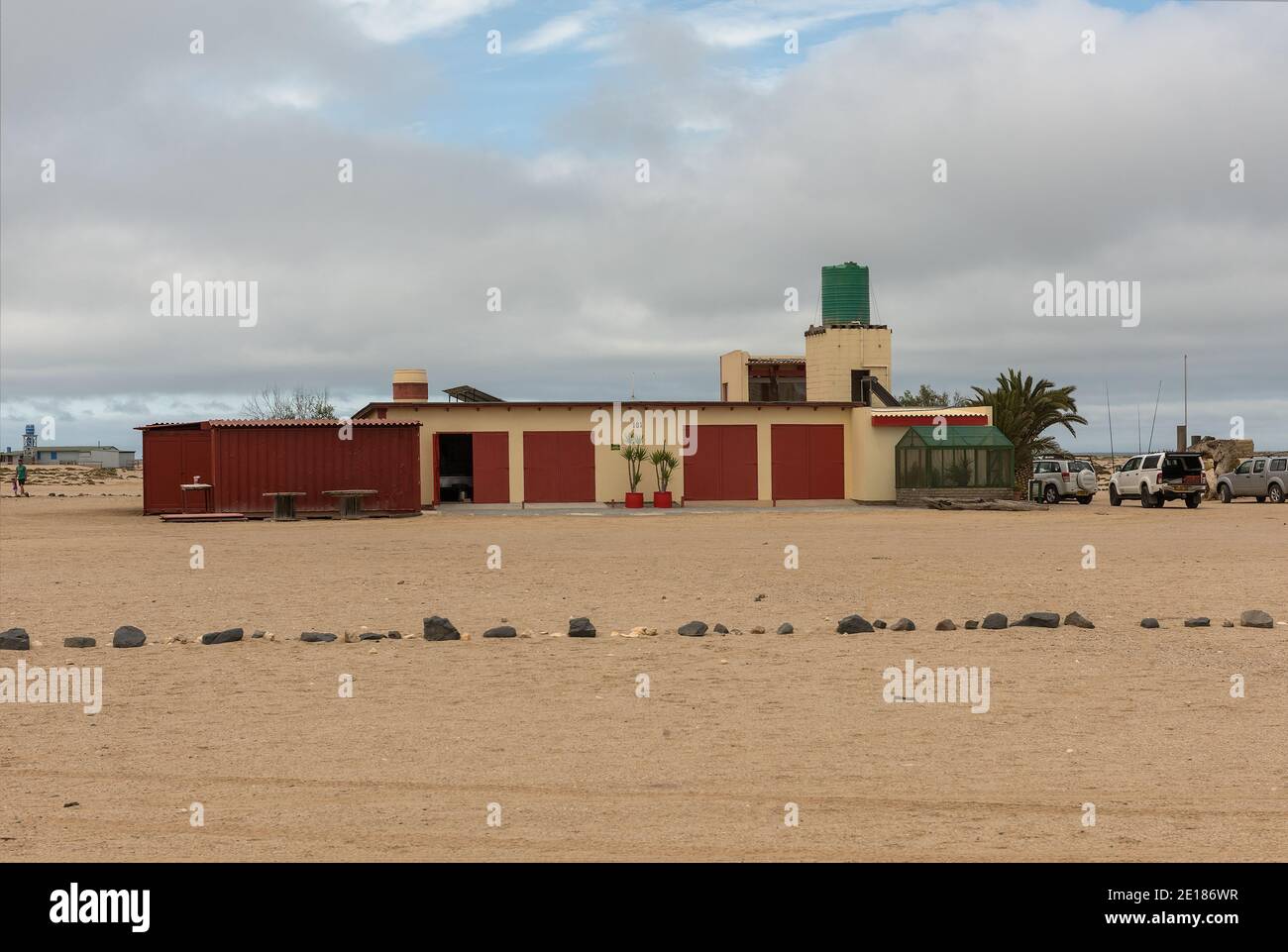 House in the holiday complex Wlotzkasbaken in the north of Swakopmund, Namibia Stock Photo