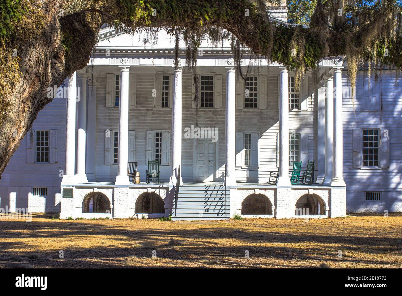 Historic and purportedly haunted Hampton Plantation State Historic Site is open for tours and gives visitors a glimpse into plantation life. Stock Photo