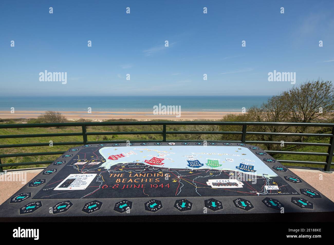 Map of the D-Day landing beaches in Normandy, France Stock Photo