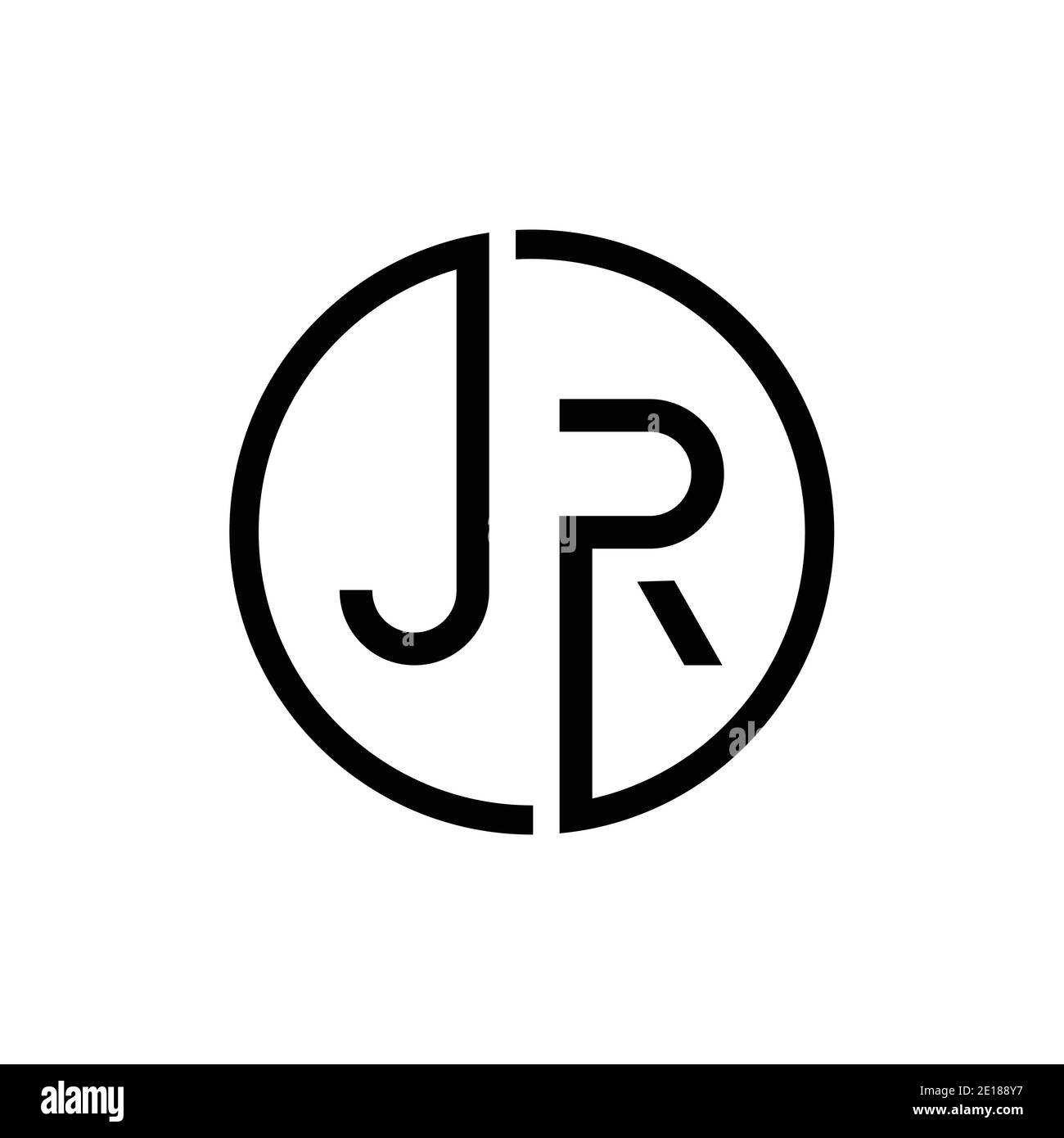 Creative letter JR Logo Design Vector Template. Initial Circle Letter JR Logo Design Stock Vector