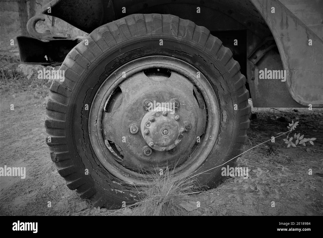 Military Truck Wheel Stock Photo