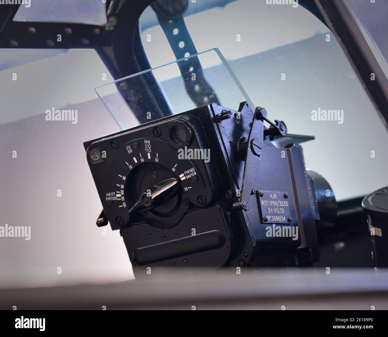 The gun sight of the Spitfire Mk. IXe at the Historic Flight Foundation