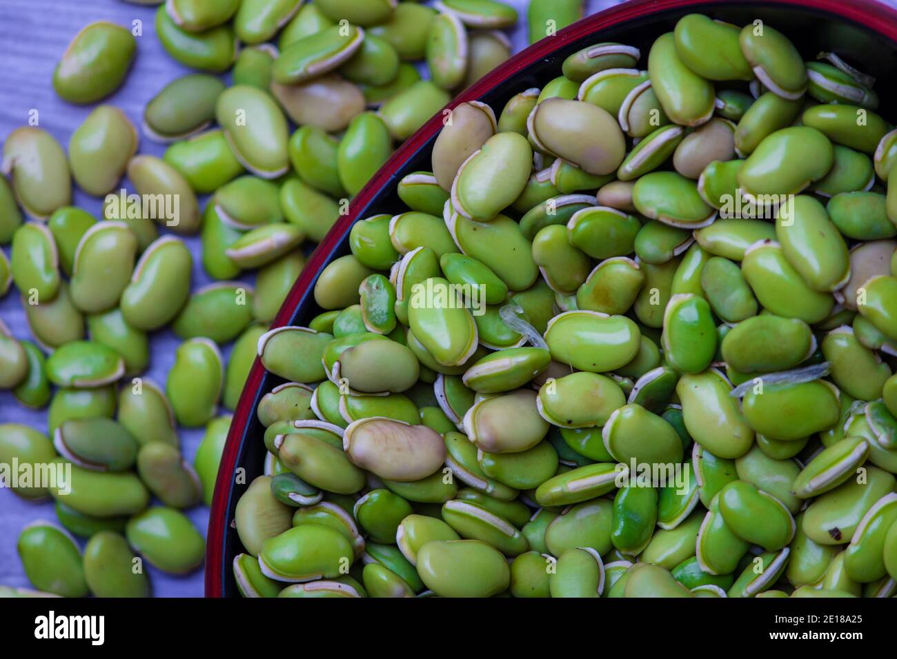 View of green lima beans (also known as mocha kottai in tamil language