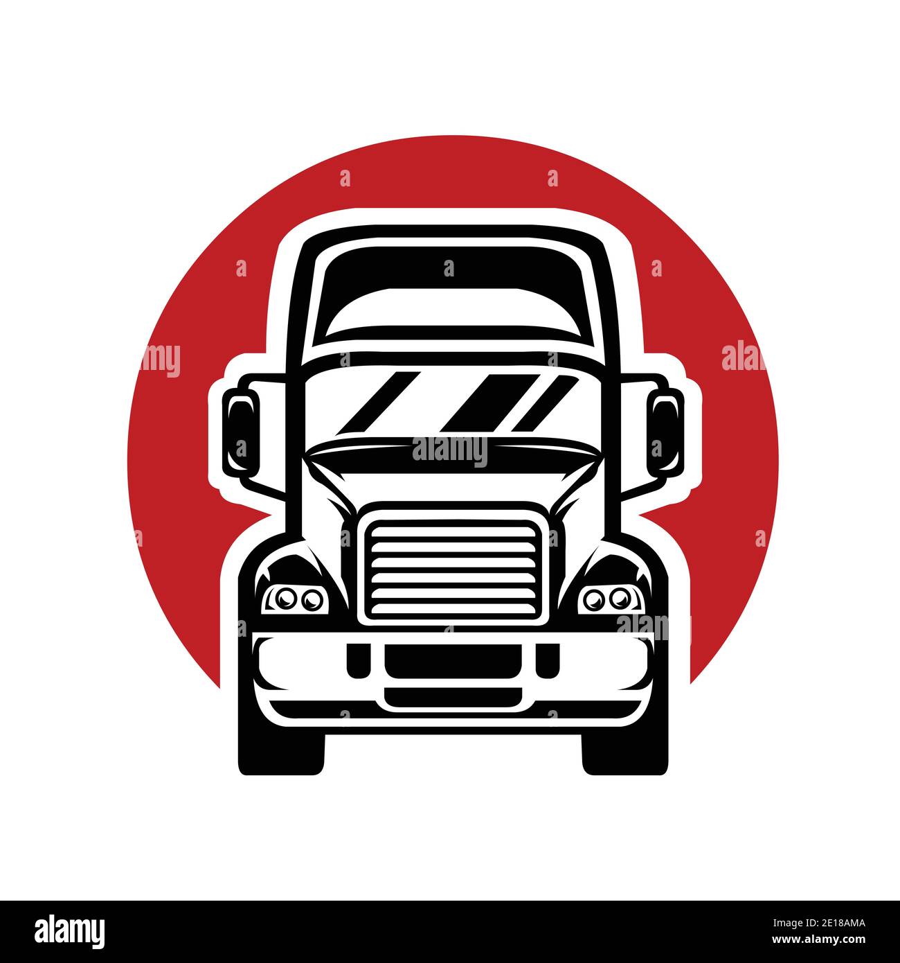 Semi truck 18 wheeler front view in red background Stock Vector Image & Art  - Alamy