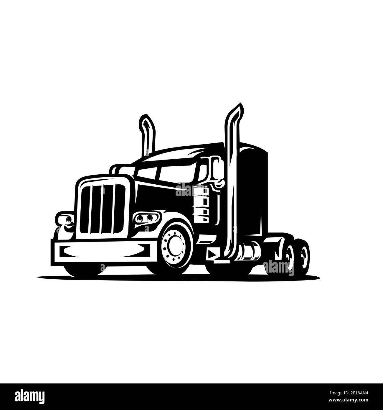 Semi truck 18 wheeler side view vector image isolated Stock Vector