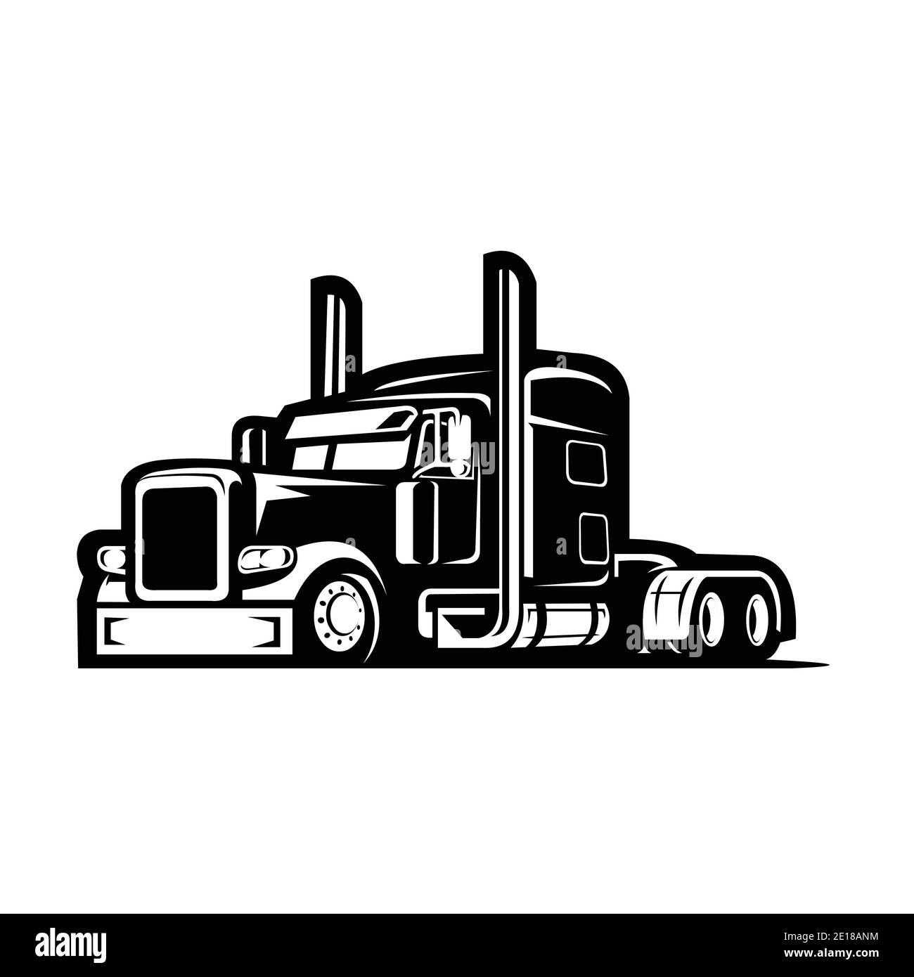 Semi truck 18 wheeler side view Stock Vector