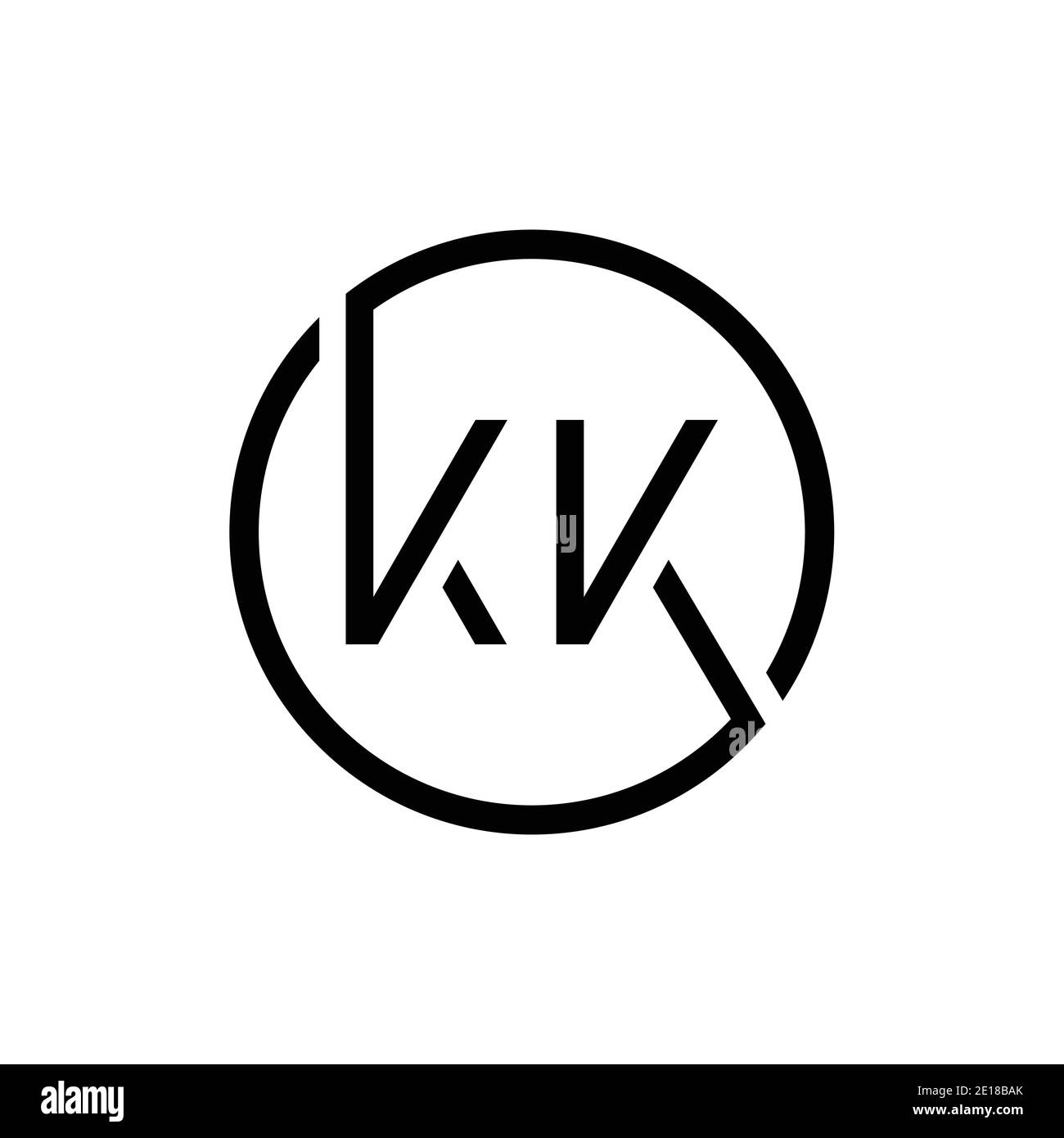 Linked Letter KK Logo Design vector Template. Creative Circle KK Minimal, Flat Logo Design Vector Illustration Stock Vector