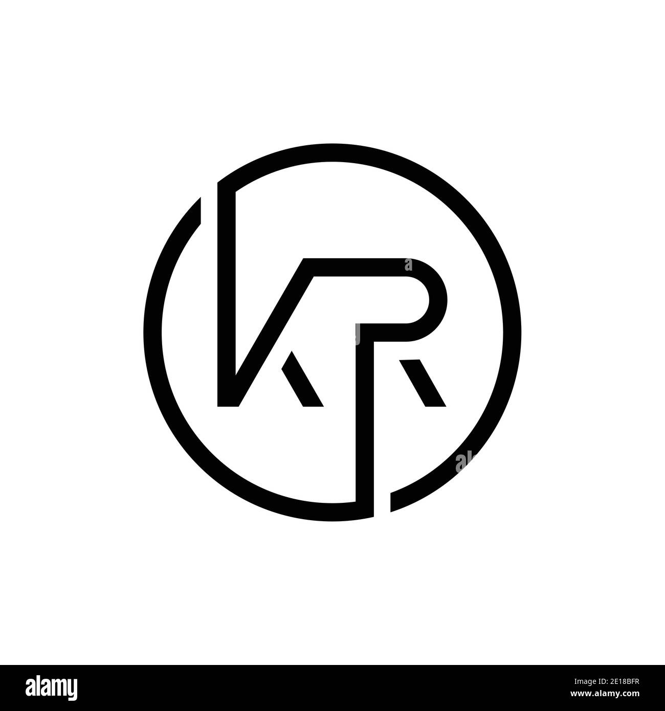 Linked Letter KR Logo Design vector Template. Creative Circle KR Minimal, Flat Logo Design Vector Illustration Stock Vector