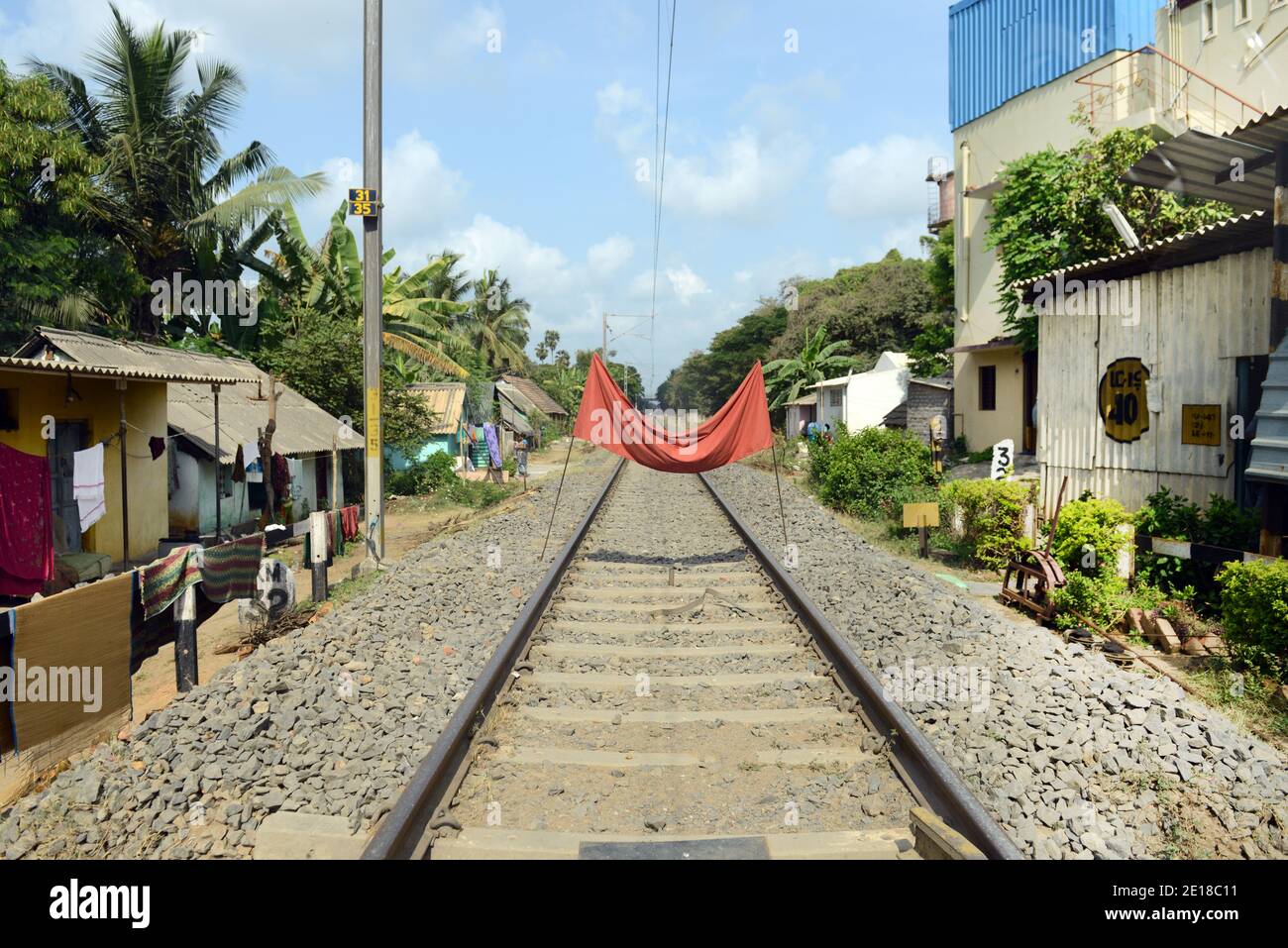 Crossing a railway track in Tamil Nadu, India Stock Photo Alamy