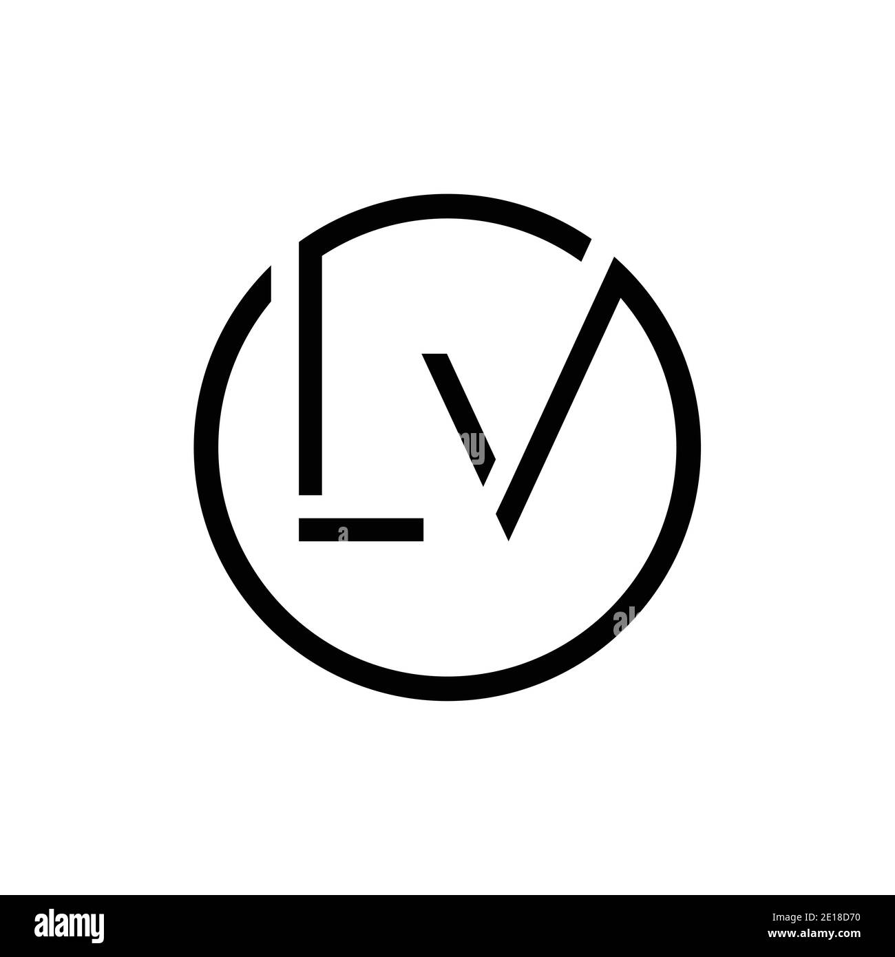 black white initial letter L V Love logo