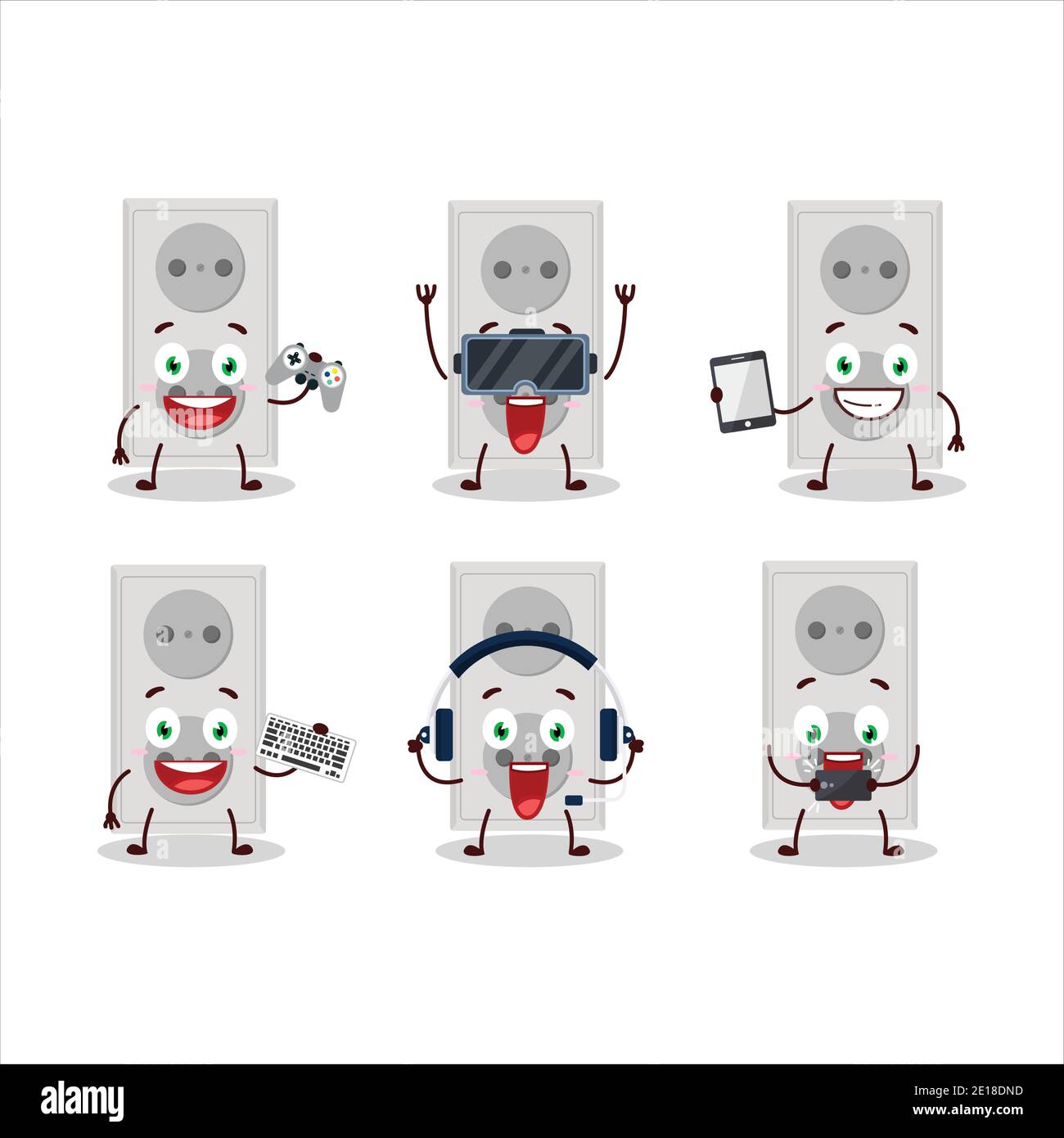 Double electric adapter cartoon character are playing games with ...
