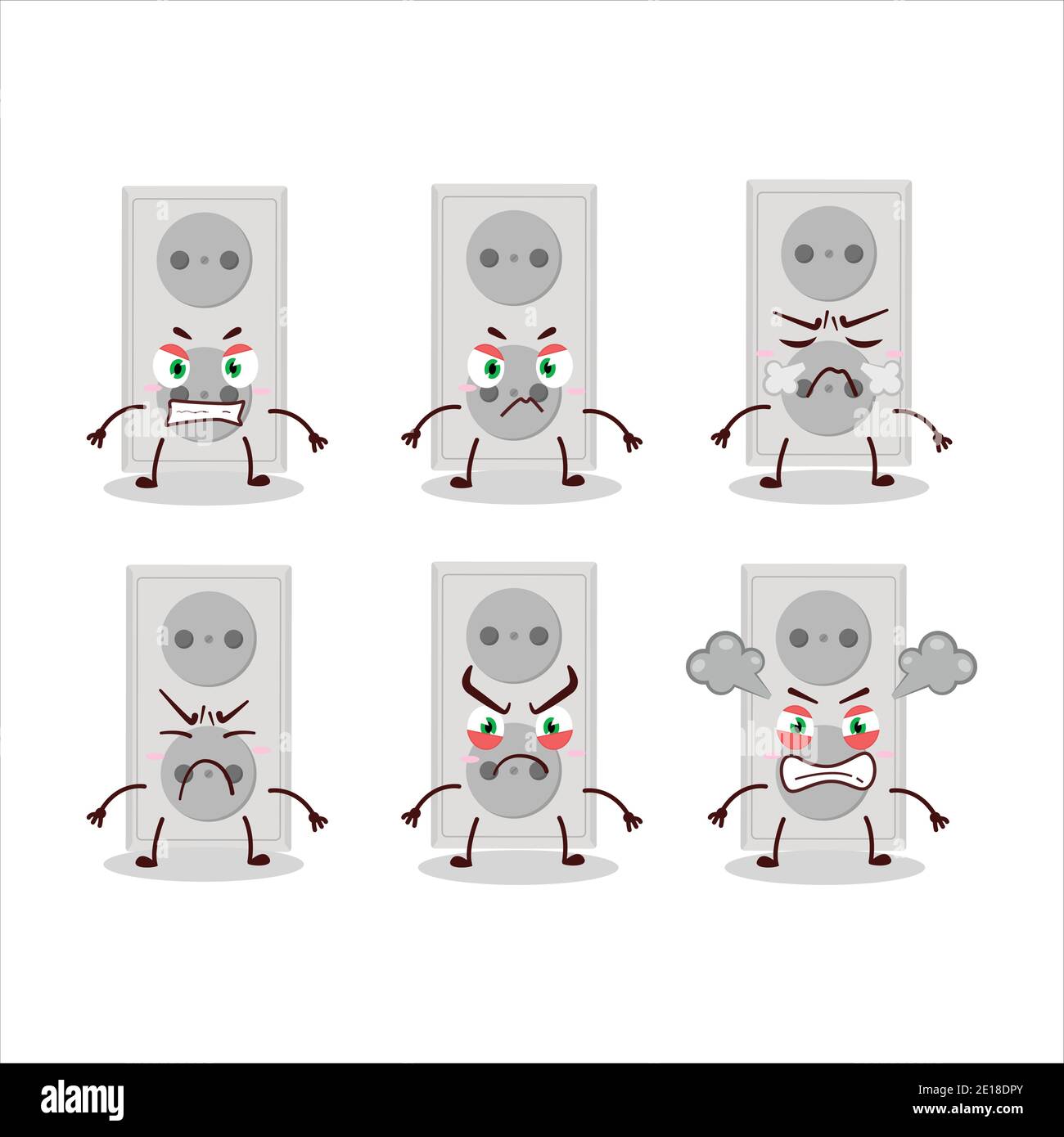 Universal Adapter Comic Double electric adapter cartoon character with various angry ...
