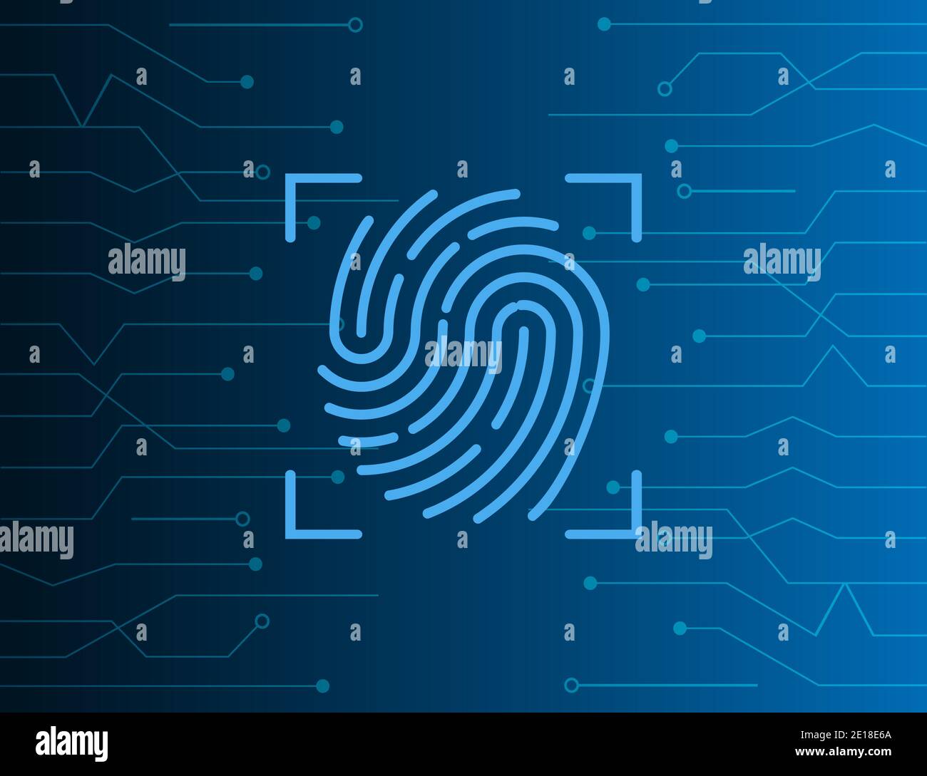 Biometric data, fingerprint, scan icon. Vector illustration, flat design Stock Vector Image